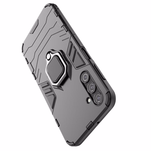 Ring Armor case for Samsung Galaxy A24 4G armored cover magnetic holder ring black