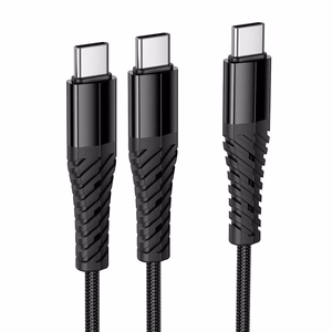 Кабель 2-в-1 USB C to USB C+C Hoco 1 м X123 чёрный