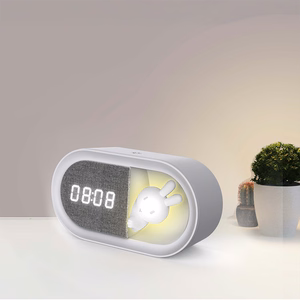 Alarm clock with LED Bunny night light PURE FNL-05 INGRID baltas long Forever Light