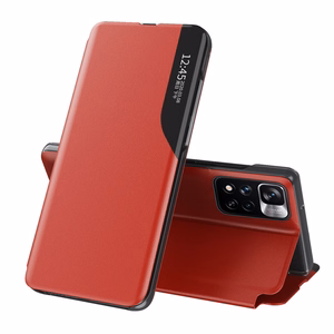 Eco Leather View Case Elegant Flip Cover with Stand Function Poco M4 Pro 5G Red
