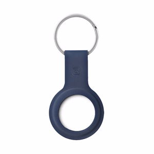 Чехол Crong Silicone для Apple AirTag 1 / 2, с кольцом для ключей, тёмно-синий