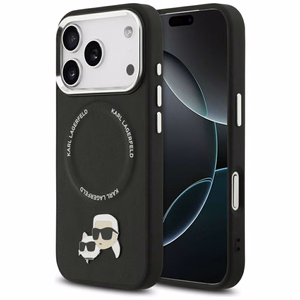 Karl Lagerfeld Karl & Choupette Smeigtukai Magnetinis dėklas telefonui iPhone 17 Pro - juoda