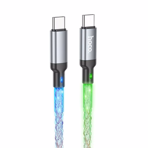 Кабель USB C to USB C Hoco 3A 60W LED 1 м U112 серый