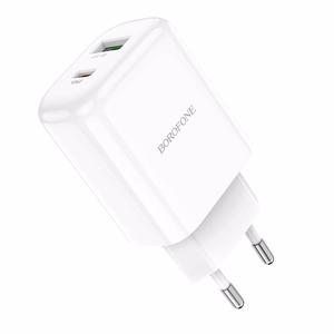 Borofone сетевое зарядное устройство BN4 Potential - USB + Type C - QC 3.0 PD 2.0 20W белый