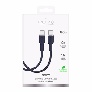 Кабель Puro ICON USB-C — USB-C 1.5м тёмно-синий