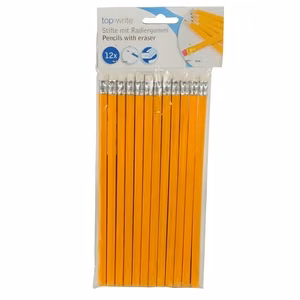 Карандаши Topwrite HB с ластиками, 12 шт.