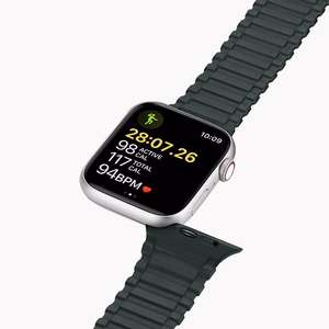 Dux Ducis dirželis (šarvuota versija) Apple Watch Ultra, SE, 9, 8, 7, 6, 5, 4, 3, 2, 1 (49, 45, 44, 42 mm) silikoninė magnetinė apyrankė žalia