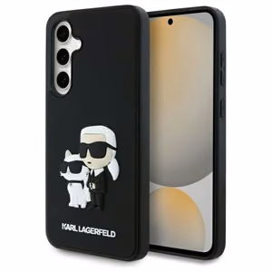 Karl Lagerfeld 3D guminis Karl&Choupette dėklas telefonui Samsung Galaxy S24 FE - juodas