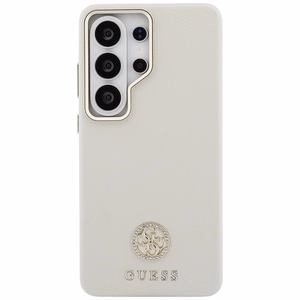 Guess Rhinestone Round Logo MagSafe Чехол для Samsung Galaxy S26 Ultra - бежевый