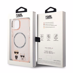 Karl Lagerfeld KLHMP14MHKCP iPhone 14 Plus 6.7 "kietas dėklas rožinis / rožinis Karlas & Choupette Aliuminis Magsafe