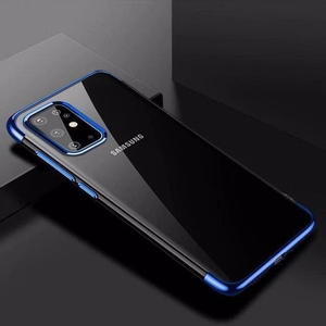 Clear Color Case гелевый TPU чехол с гальванизированной рамкой для Samsung Galaxy A72 4G синий