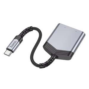 Adapteris Hoco (LS39) iš USB-C į (USB-C; 3,5mm) juodas