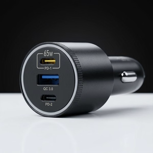Blavec Car charger BS-06D-C Trip - USB + 2xType C - QC 3.0 18W PD 65W with Type C to Type C (CCBS06DCQ-U2CB) black