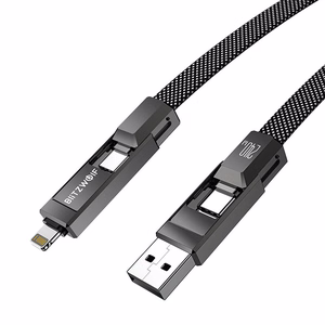 Кабель Blitzwolf BW-HDC7 4-в-1 USB+C+Lightning 240W 1,2 м (чёрный)
