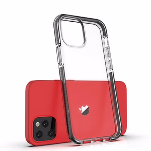 Spring Case прозрачный TPU гелевый защитный чехол с цветной рамкой для iPhone 13 mini тёмно-синий