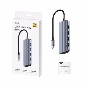 Cudy UH500 – USB-C hub, USB 3.2 Gen 1, grey/silver
