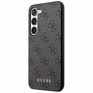 Guess GUHCS23SG4GFGR S23 S911 серый/серый жёсткий чехол 4G Metal с золотым логотипом