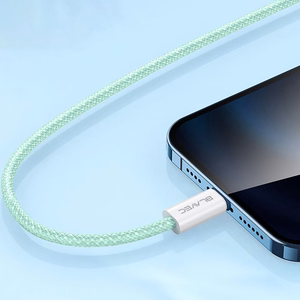 Blavec Kabelis Candy pynėtas - USB to Lightning - 2,4A 2 metres Apple CarPlay (CCA-UL24GN20) žalias