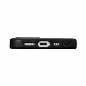 iCarer Litchi Premium odinis dėklas iPhone 14 Plus Magnetinis odinis dėklas su MagSafe Juodas (WMI14220711-BK)