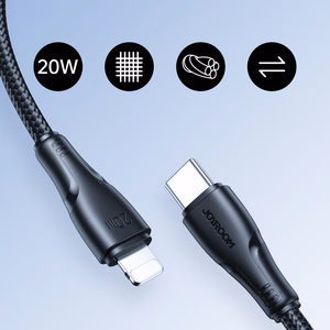 Joyroom Surpass Series A11 Lightning / USB-C 20W 1.2 m kabelis - juodas