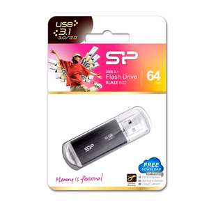 SILICON POWER Blaze B02 USB atmintinė 64 GB USB Type-A 3.2 Gen 1 (SP064GBUF3B02V1K) juoda