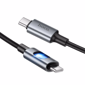 LED кабель USB C к USB C Hoco 3A 60W 1,2 м U144 черный