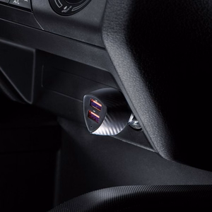 FORCELL F-ENERGY Carbon CC50-2A automobilinis įkroviklis 2 x USB A QC3.0 3A 36W juodas