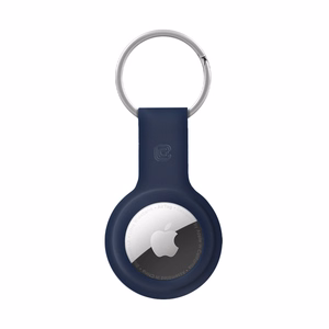 Чехол Crong Silicone для Apple AirTag 1 / 2, с кольцом для ключей, тёмно-синий