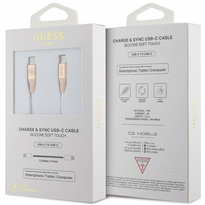 Guess Ebossed Logo кабель USB-C USB-C 1.5м быстрая зарядка - золотой
