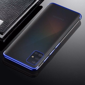 Clear Color Case гелевый TPU чехол с гальванизированной рамкой для Samsung Galaxy A72 4G синий