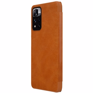Nillkin Qin dėklas telefonui Xiaomi Redmi Note 11 Pro+ (Kinija) / Redmi Note 11 Pro (Kinija) / Mi11i HyperCharge apsauginis kameros dėklas su stovu rudas