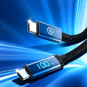 Blavec Velox плетёный Кабель USB-C на USB-C PD 100 Вт 5A LED дисплей 1,2 м Apple CarPlay Android Auto (CVE-CC5B12) чёрный