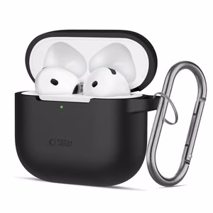 Tech-Protect silikoninis dėklas su kabliuku AirPods 4 - juodas