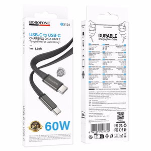 Borofone кабель BX124 Peace - Type C на Type C - PD 60W 1 метр черный