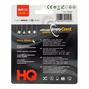 Imro atminties kortelė 64GB microSDXC cl. 10 UHS-I + adapteris
