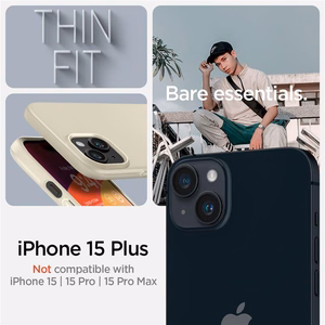 Spigen Thin Fit dėklas telefonui iPhone 15 Plus - smėlio spalvos
