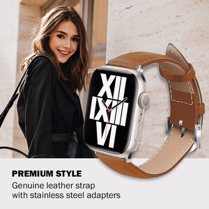Ремешок Crong Noble Band из натуральной кожи для Apple Watch 44 / 45 / 46 / 49 мм, цвета мокко