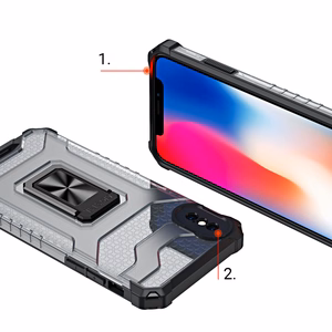 Crystal Ring Case tvirtas smūgiams atsparus dėklas su stovu, skirtas iPhone XS Max, raudonas