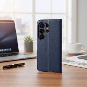 Atverčiamas dėklas Motorola G67 / G77 Split Book, tamsiai mėlynas ir kreminis