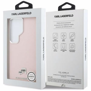 Karl Lagerfeld Saffiano KC Metal Logo MagSafe чехол Samsung Galaxy S26 Ultra - розовый