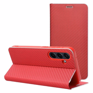 Dėklas telefonui LUNA Book Carbon skirtas SAMSUNG A71 raudonas