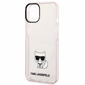 Karl Lagerfeld Permatomas Choupette Dėklas telefonui iPhone 14 Plus / 15 Plus 6.7" - rožinė