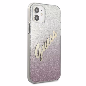 Guess GUHCP12SPCUGLSPI iPhone 12 mini 5.4" pink/pink hardcase Glitter Gradient Script
