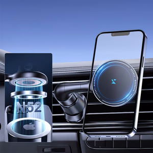 Belaidis automobilinis įkroviklis+laikiklis Wozinsky (WCT5-6S4Y) magnetinis (MagSafe 15W) ventiliacijos grotelėms juodas