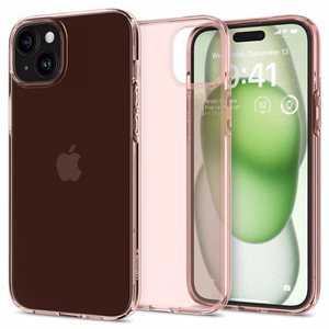 Spigen Crystal Flex чехол для iPhone 15 Plus - розовый/прозрачный