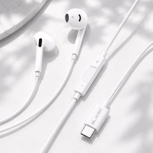Blavec BHS-02 USB-C ausinukai be silikoninių antgalių, su mikrofonu ir DAC (BHS02-W), balti
