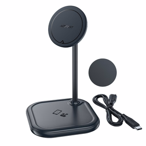 Acefast 15W Qi беспроводное зарядное устройство для iPhone (с MagSafe) и Apple AirPods подставка магнитный держатель серый (E6 gray)