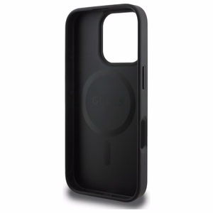 Чехол GUESS для iPhone 16 Pro Max совместимый с MagSafe GUHMP16XG4GFRK (PU 4G Ring Classic Logo) чёрный