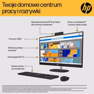 HP 27-cr0232nw AMD Ryzen™ 5 7520U 68,6 cm (27") 1920 × 1080 px All-in-One kompiuteris 16 GB LPDDR5-SDRAM 512 GB SSD Windows 11 Home Wi-Fi 6 (802.11ax) Baltas