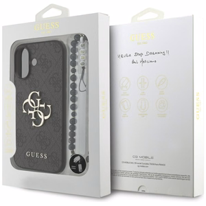 Dėklas Guess PU 4G Metal Logo Strap Apple iPhone 17 juodas